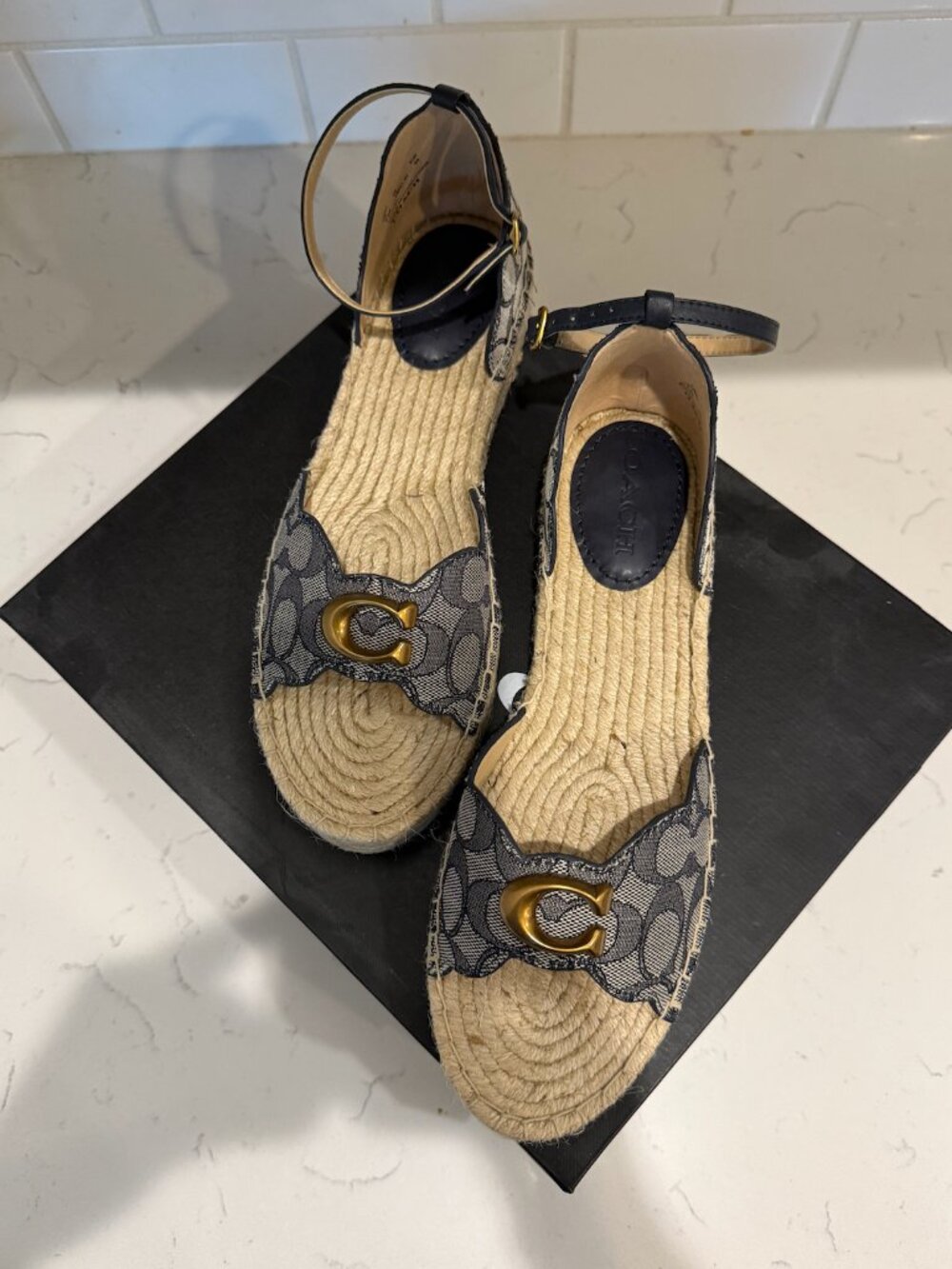 NWT Coach Dillon Signature Jacquard Espadrilles Midnight Navy 9.5B - Picture 3 of 9